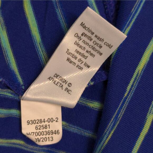Athleta Womens Shirt Top Yellow Blue Stripe Long Sleeve Scoop Neck Stretch XXS - Picture 11 of 12